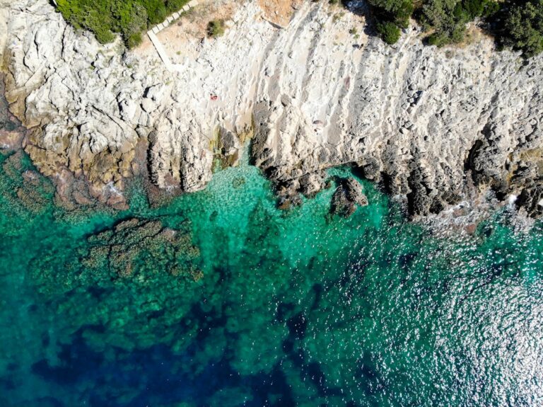 Shades of blue and turqouise sea in Dubrovnik bay area